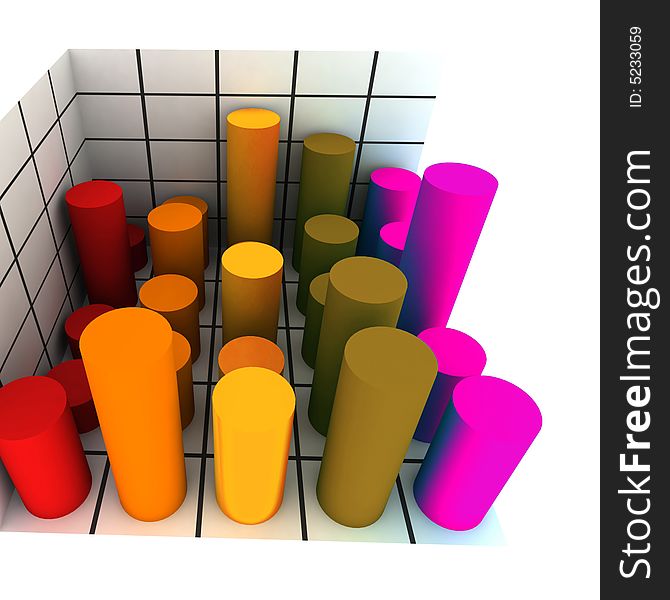 Statistics - 3d isolated multicolor diagram. Statistics - 3d isolated multicolor diagram