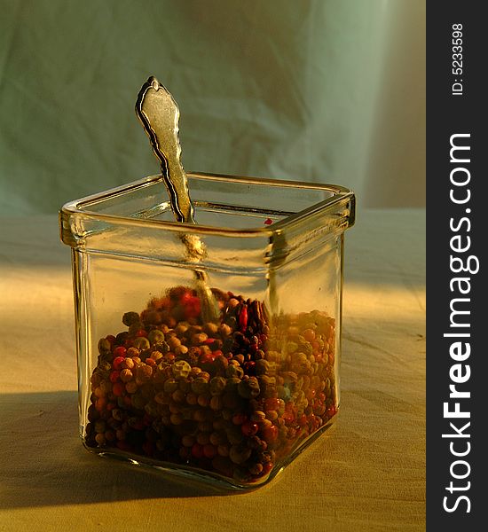 Peppercorns In A Glass Jar