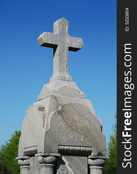 Cross of granit on historic memorial monument. Cross of granit on historic memorial monument