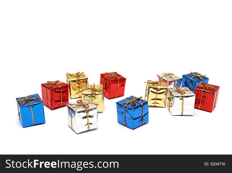 Boxes with gifts on a white background