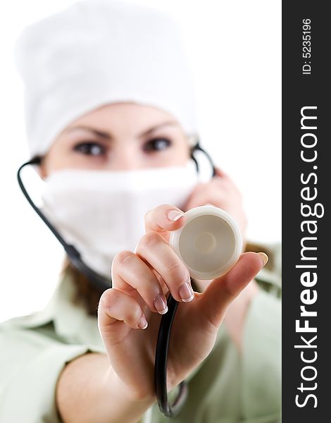 An image of a woman with stethoscope