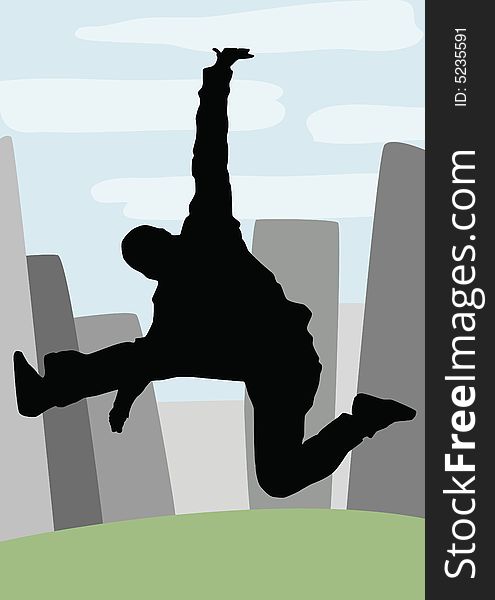 Illustration representing a man jumping