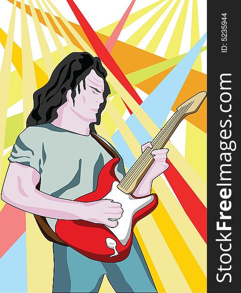 Illustration representing a guitar player on stage. Illustration representing a guitar player on stage