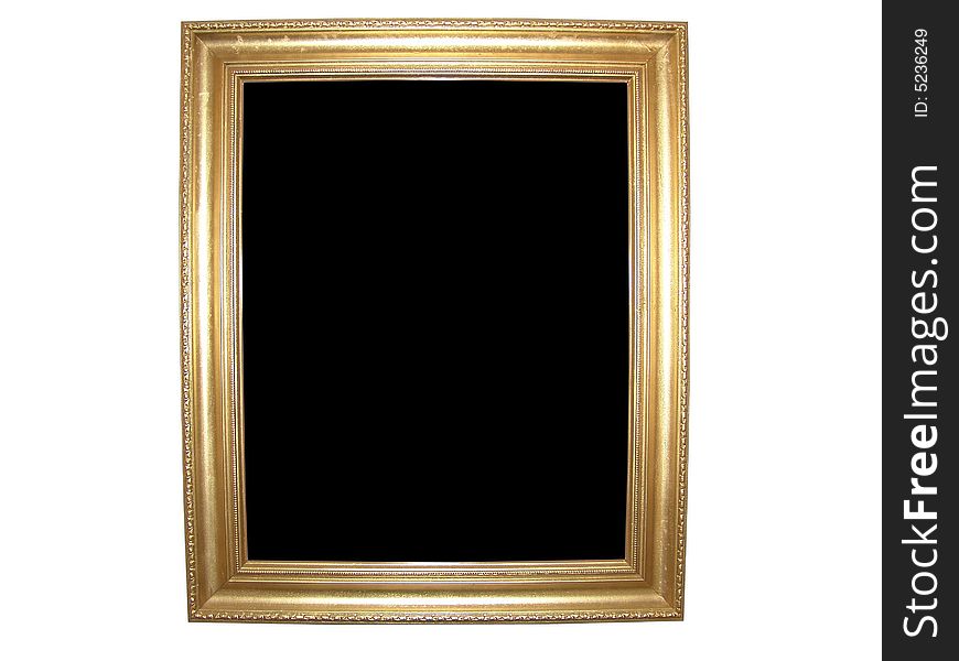 Isolated Blank Gold Picture Frame Cutout Background Close-up