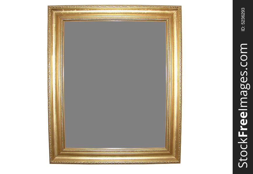 Isolated Blank Gold Picture Frame Cutout Background Close-up