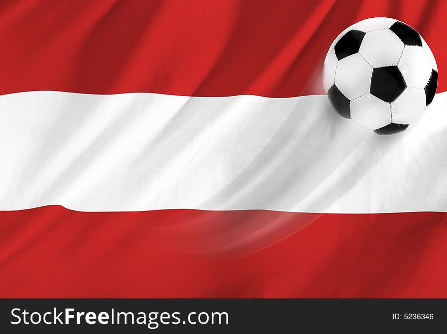 Soccer ball on background of the flag Austria. Soccer ball on background of the flag Austria