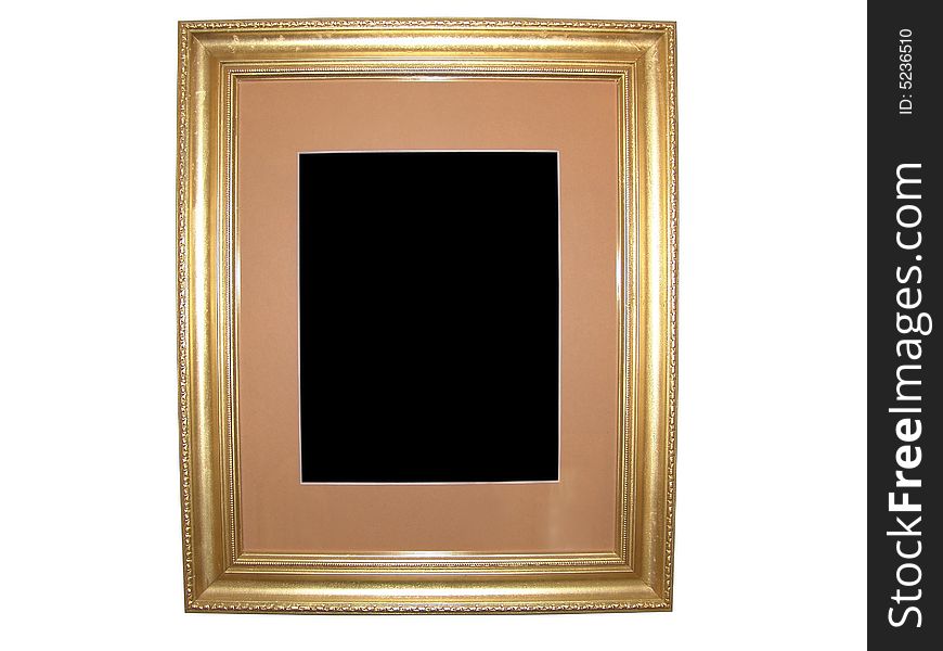 Isolated Blank Gold Picture Frame Cutout Background Close-up