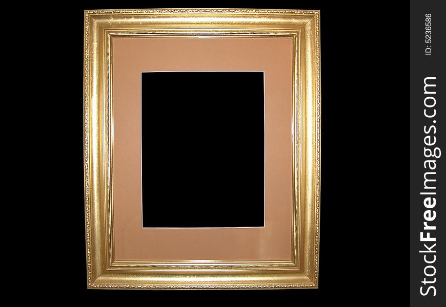 Isolated Blank Gold Picture Frame Cutout Background Close-up