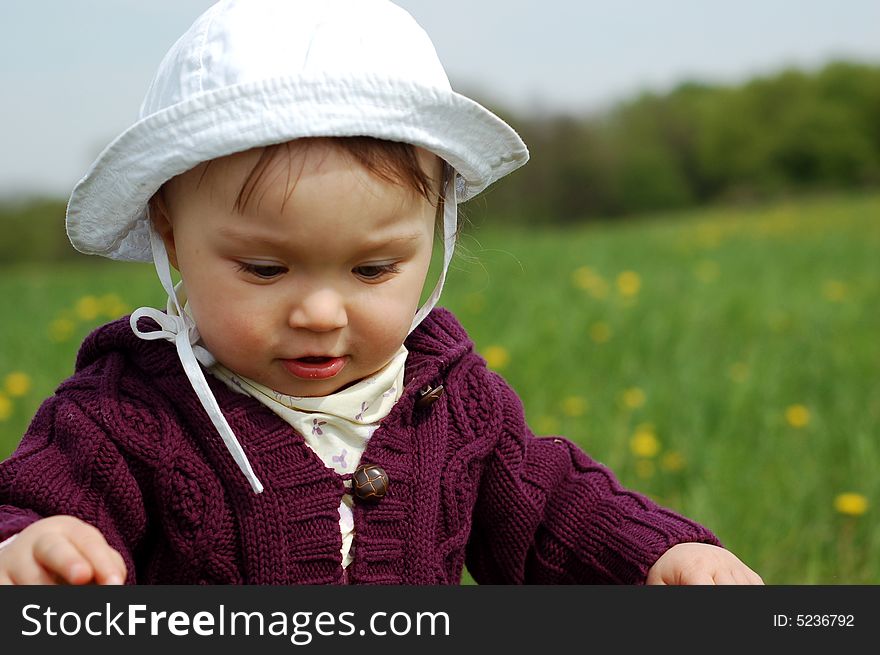 Happy child on green meadow. Happy child on green meadow