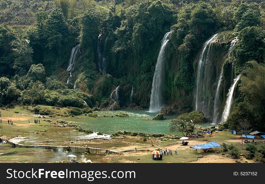 The great waterfall in the karst area of Detian,Guangxi province,China. The great waterfall in the karst area of Detian,Guangxi province,China.