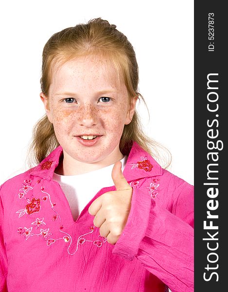 Cute little girl with thumb up