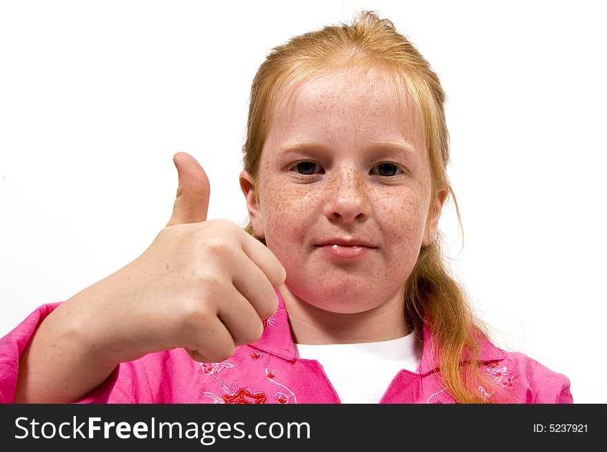 Cute little girl with thumb up