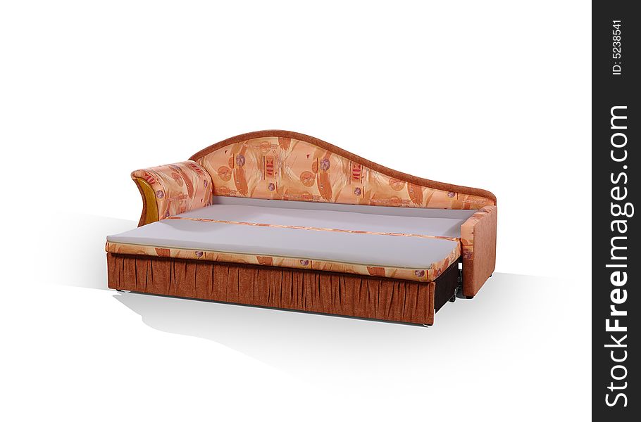 Sofa is decomposed in a bed on a white background. Sofa is decomposed in a bed on a white background