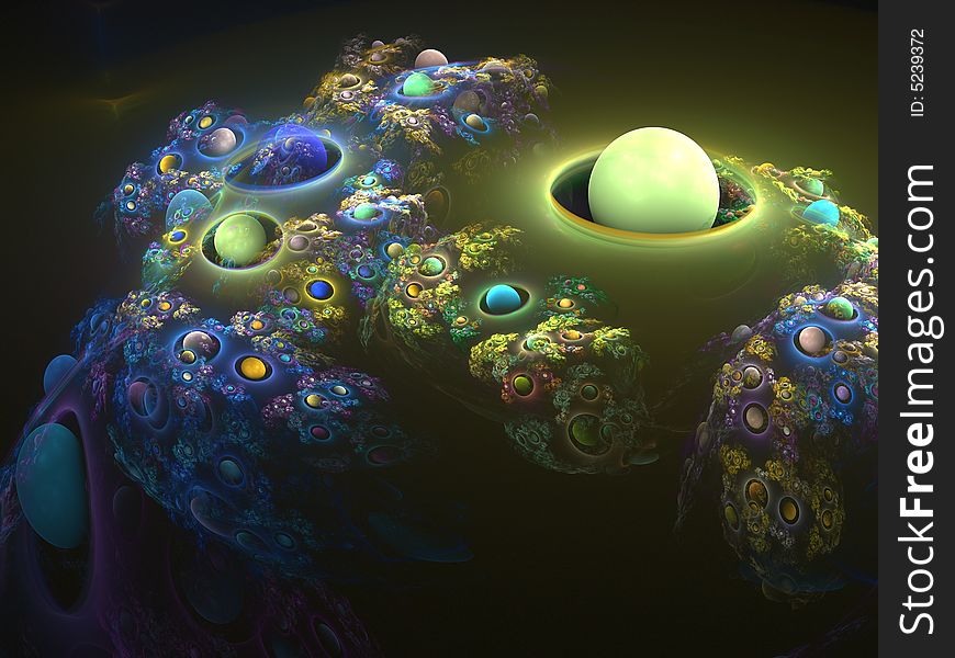 An fractal render of an imaginary coral reef. An fractal render of an imaginary coral reef