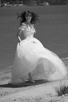 Bride On A Beach Stock Photo