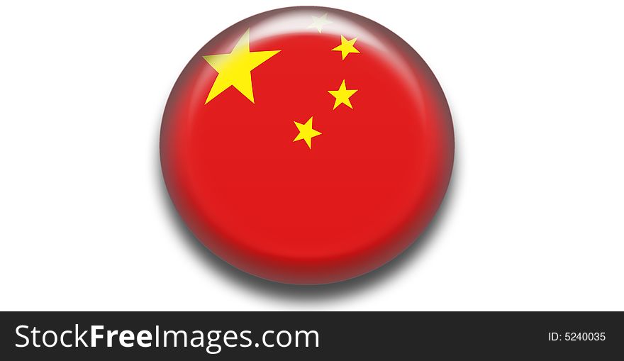 Illustration of China flag in bright colors red and yellow ,as circle icon for web. Illustration of China flag in bright colors red and yellow ,as circle icon for web