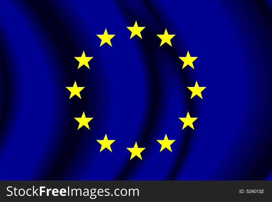 Illustration of the european union flag with bright colours as its has air behind. Illustration of the european union flag with bright colours as its has air behind