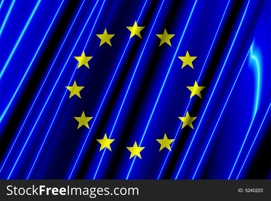Illustration of the european union flag as it is made of plastic. Illustration of the european union flag as it is made of plastic