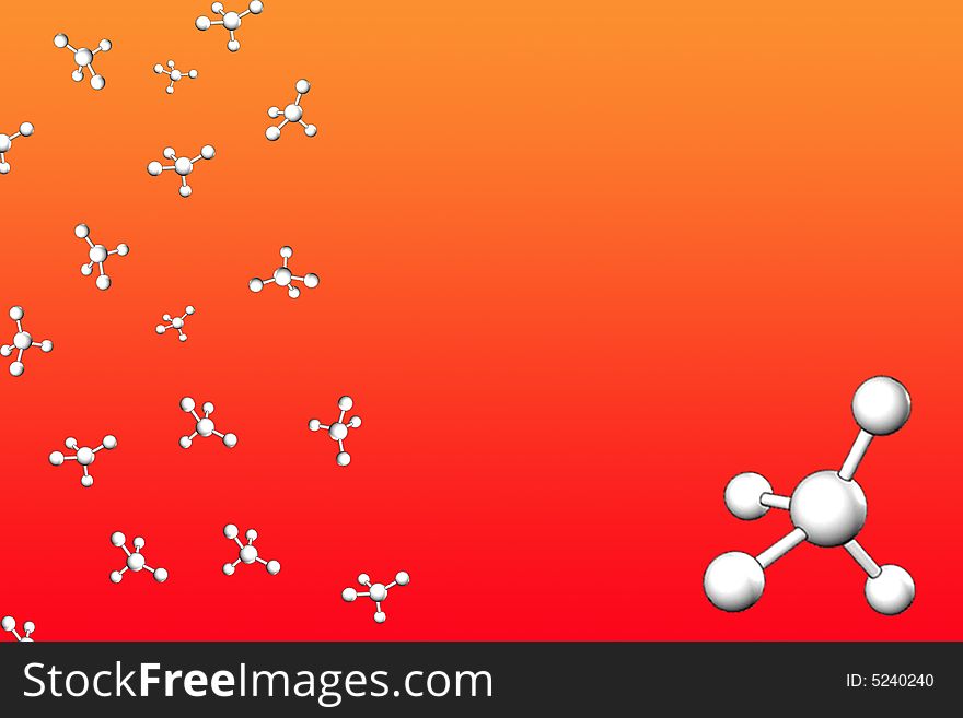 Backdrop on orange gradient with molecules. Backdrop on orange gradient with molecules