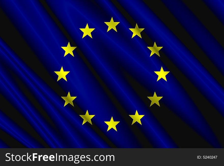 Illustration of the european union flag as it is made satin. Illustration of the european union flag as it is made satin
