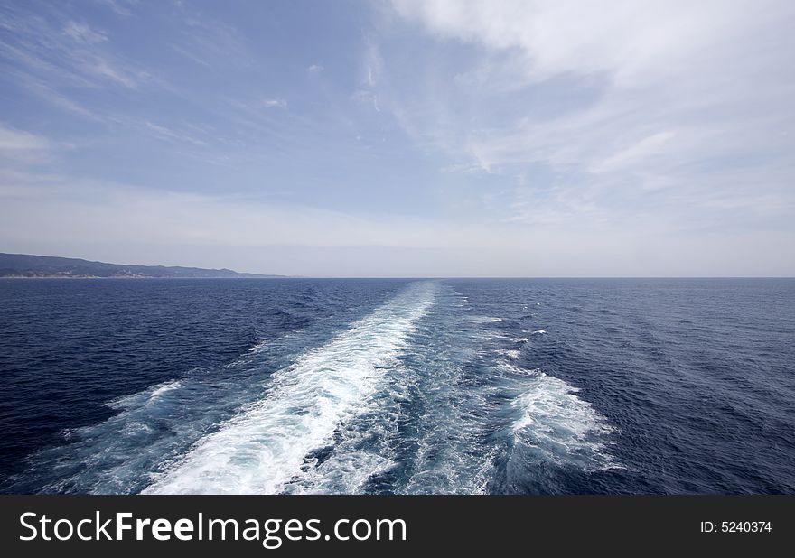 View of sea from the back of a boat. View of sea from the back of a boat