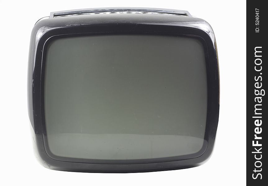 An old retro black television. An old retro black television