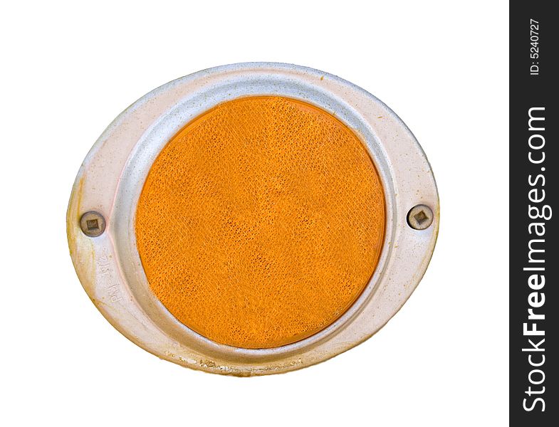 Orange reflector isolated against white background