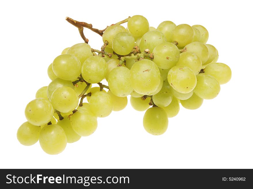 Bunch of white grapes isolated on a white background. Bunch of white grapes isolated on a white background