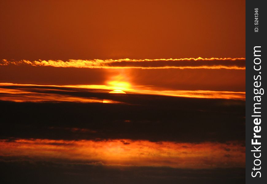 Beautiful sunset over the river