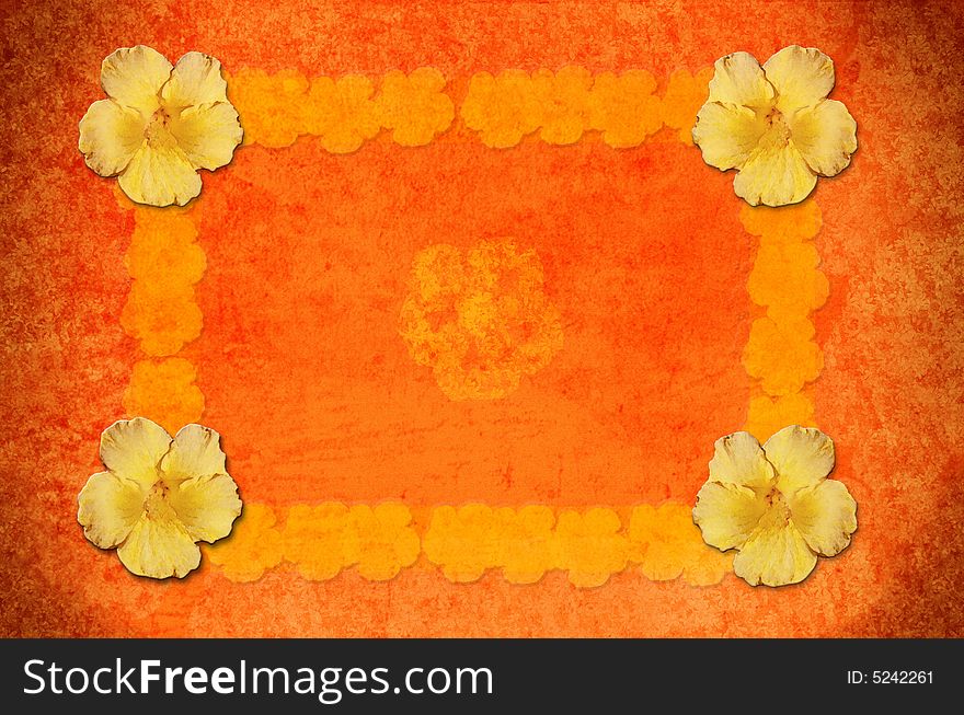 Background  flowered with hibiscus in texturized paper. Background  flowered with hibiscus in texturized paper