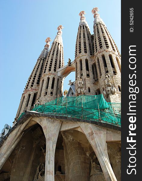 Beauty of modernistic architecture art - unfinished work of antonio Gaudi - Sagrada Familia. Beauty of modernistic architecture art - unfinished work of antonio Gaudi - Sagrada Familia