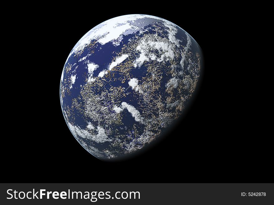 A Computer generated image of a planet. A Computer generated image of a planet