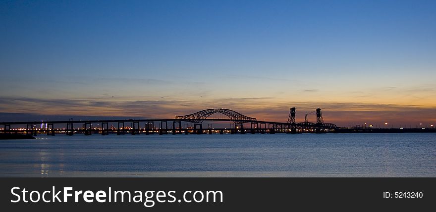 Image of the bridge at sunset