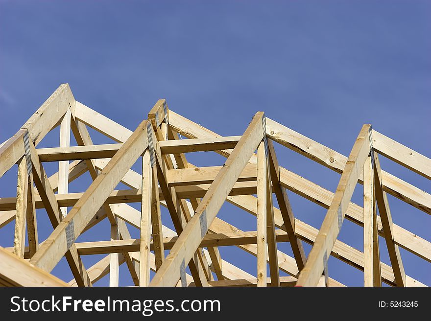 Rafters of a house at a construction site