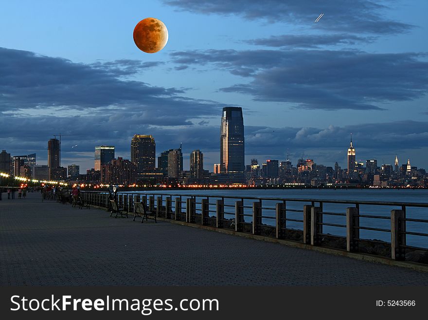 The New York City skyline from the Liberty State Park. The New York City skyline from the Liberty State Park