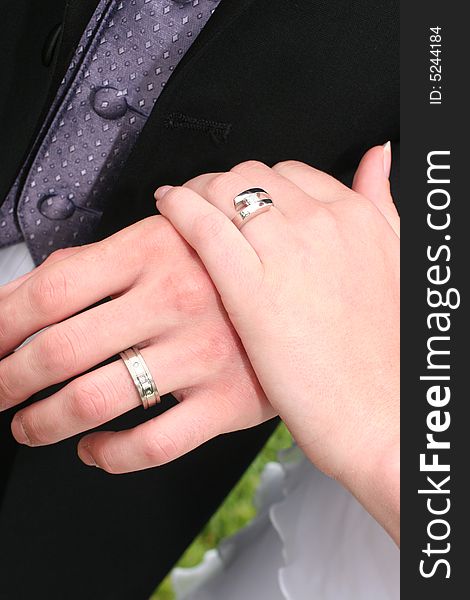 Close up of hands of bride and groom. Close up of hands of bride and groom