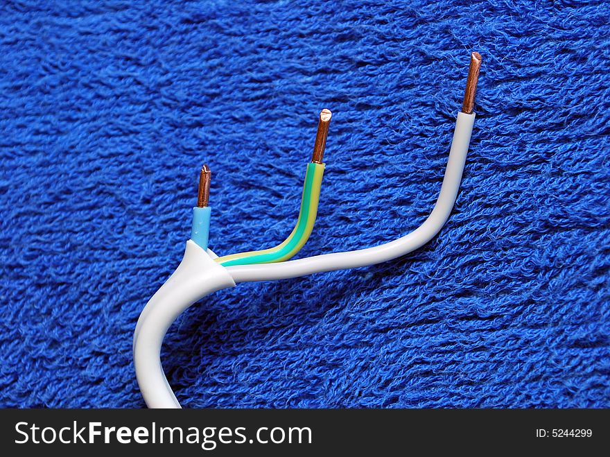 Electrical cable on blue background