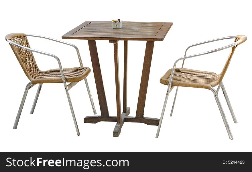 Isolated wodden coffe table and chairs. Isolated wodden coffe table and chairs