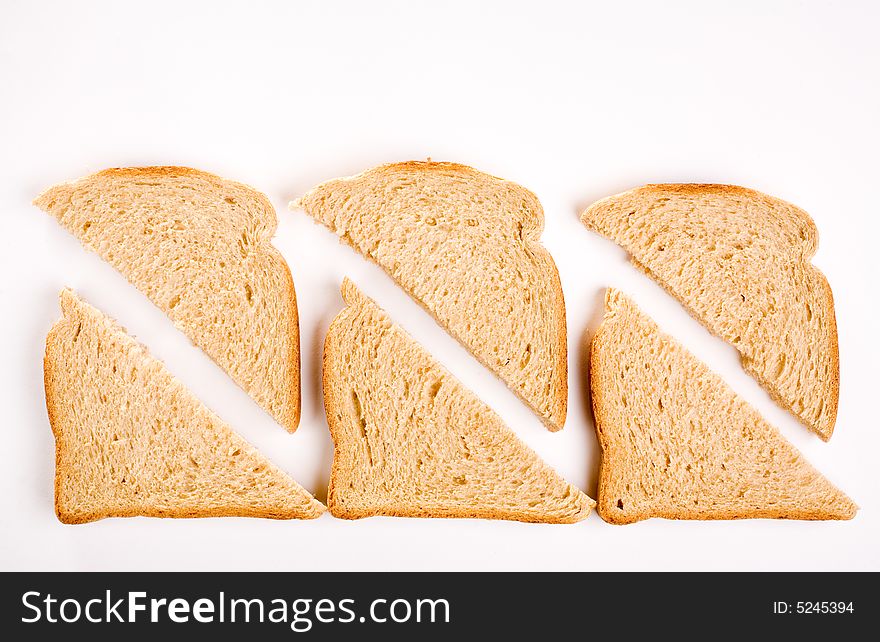 Sliced bread background, isolated on white
