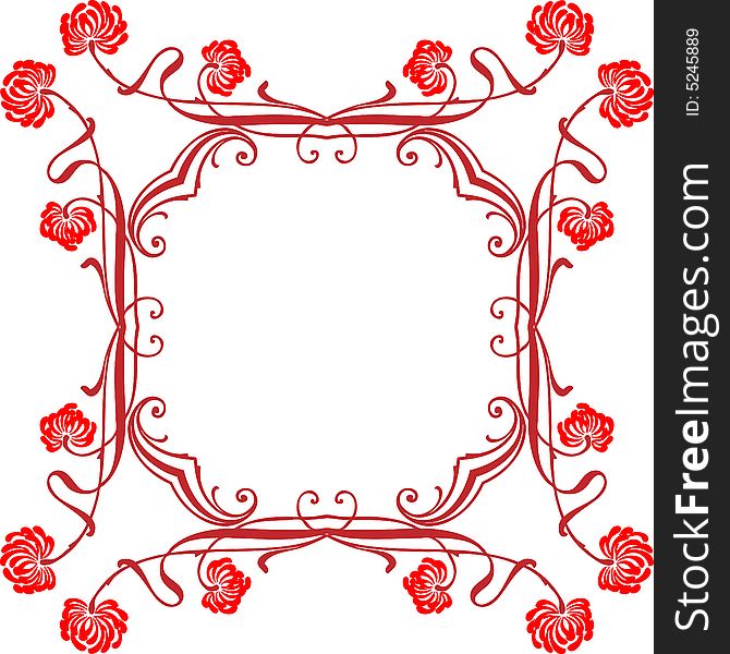 Abstract frame with floral ornament - graphic illustration