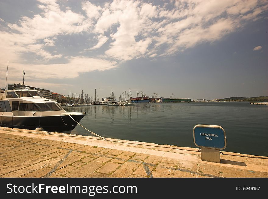 City harbour in Pula, capital of Istria