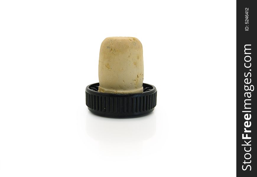 Cork from cognac on a white background
