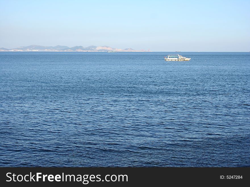 A ship on the sea