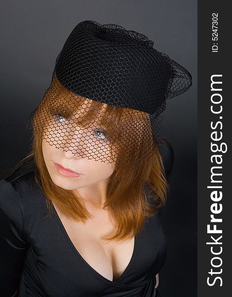 The beauty girl in black hat