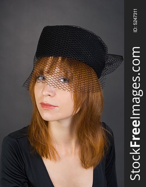 The beauty girl in black hat