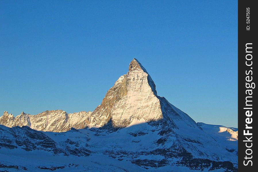 Sunrise view of the famouse mountain Matterhorn. Sunrise view of the famouse mountain Matterhorn