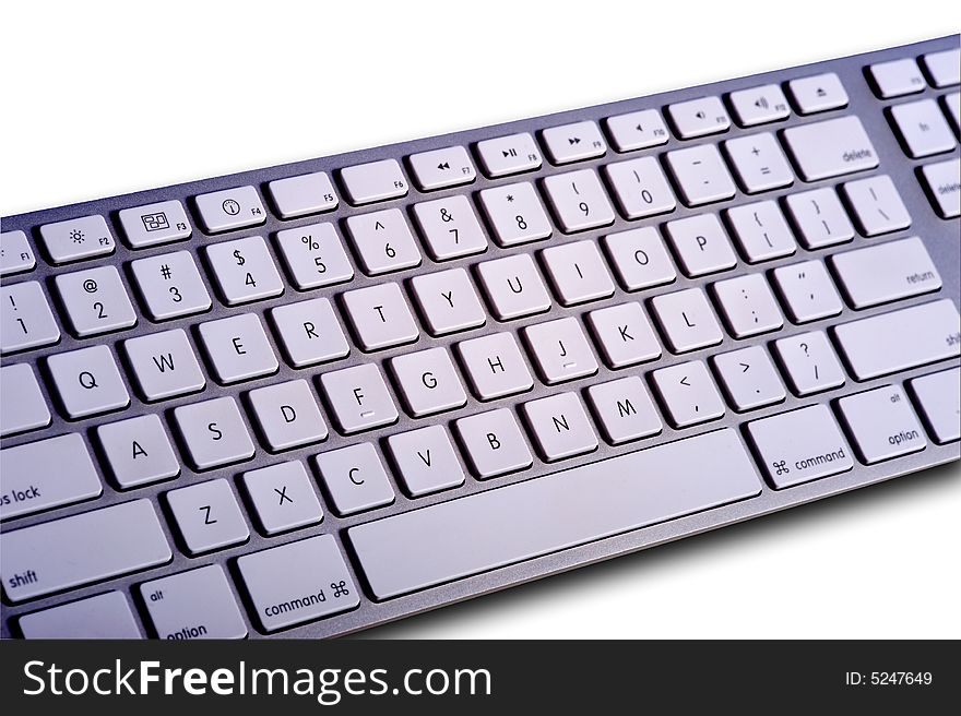 A modern computer keyboard on a white background