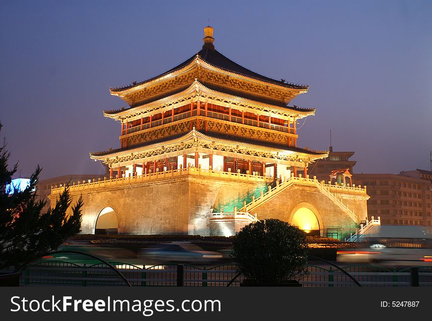 Chinese style building at night. Chinese style building at night