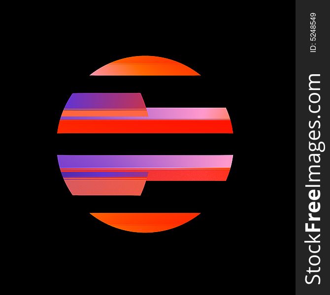 A circular abstract image done is shades of orange and purple. A circular abstract image done is shades of orange and purple.