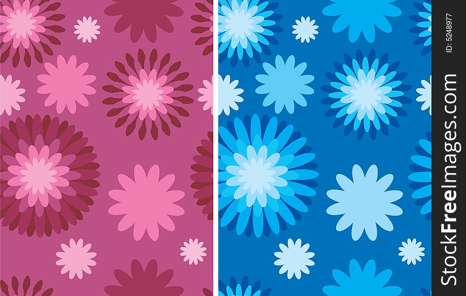 Floral retro pattern in two color variants